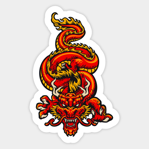 Retro Japanese Dragon Sticker by SLAG_Creative